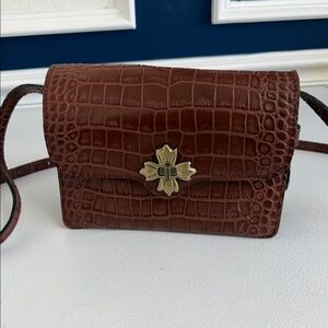 Patricia Nash Brown Croc-Embossed Crossbody Bag